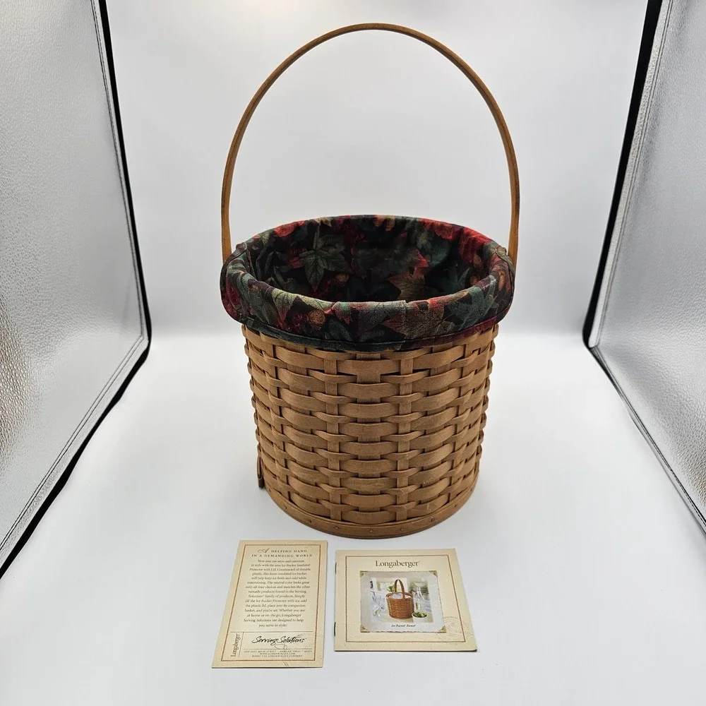 Longaberger Ice Bucket Basket Autumn Leaf Fall Liner & Insulated Protector 2003